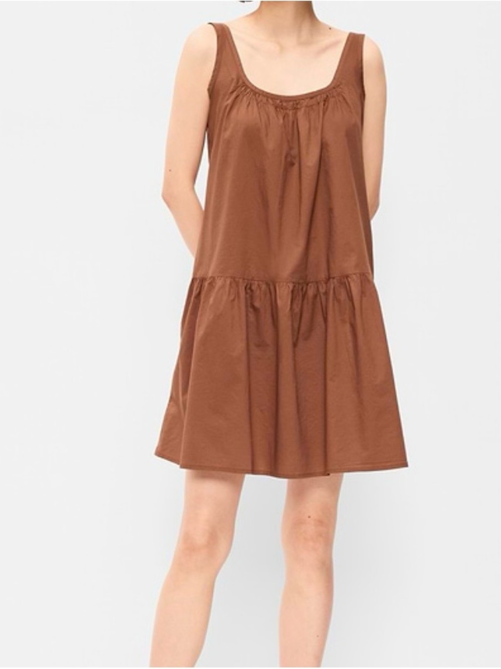 Old Navy Brown Sleeveless Drop Waist Swing Mini Dress